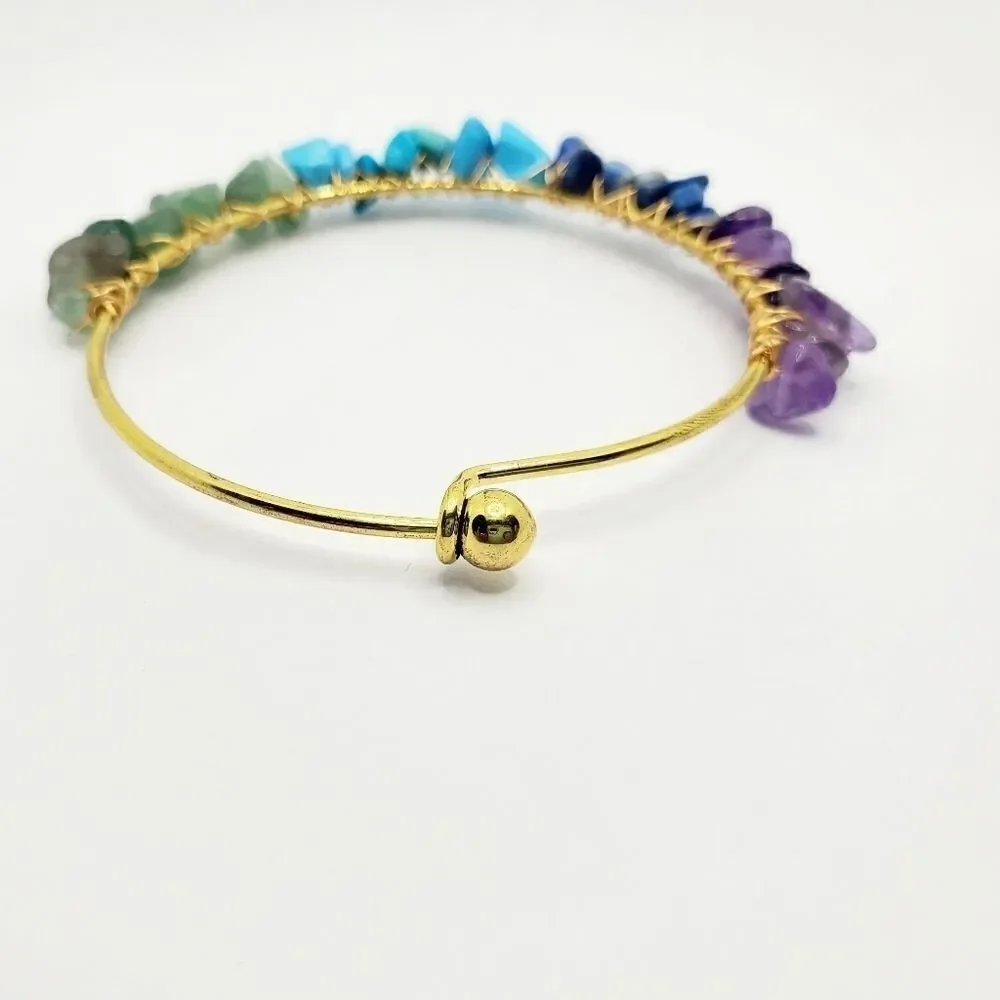 Hand Crafted Natural Chip Bangle Bracelet
